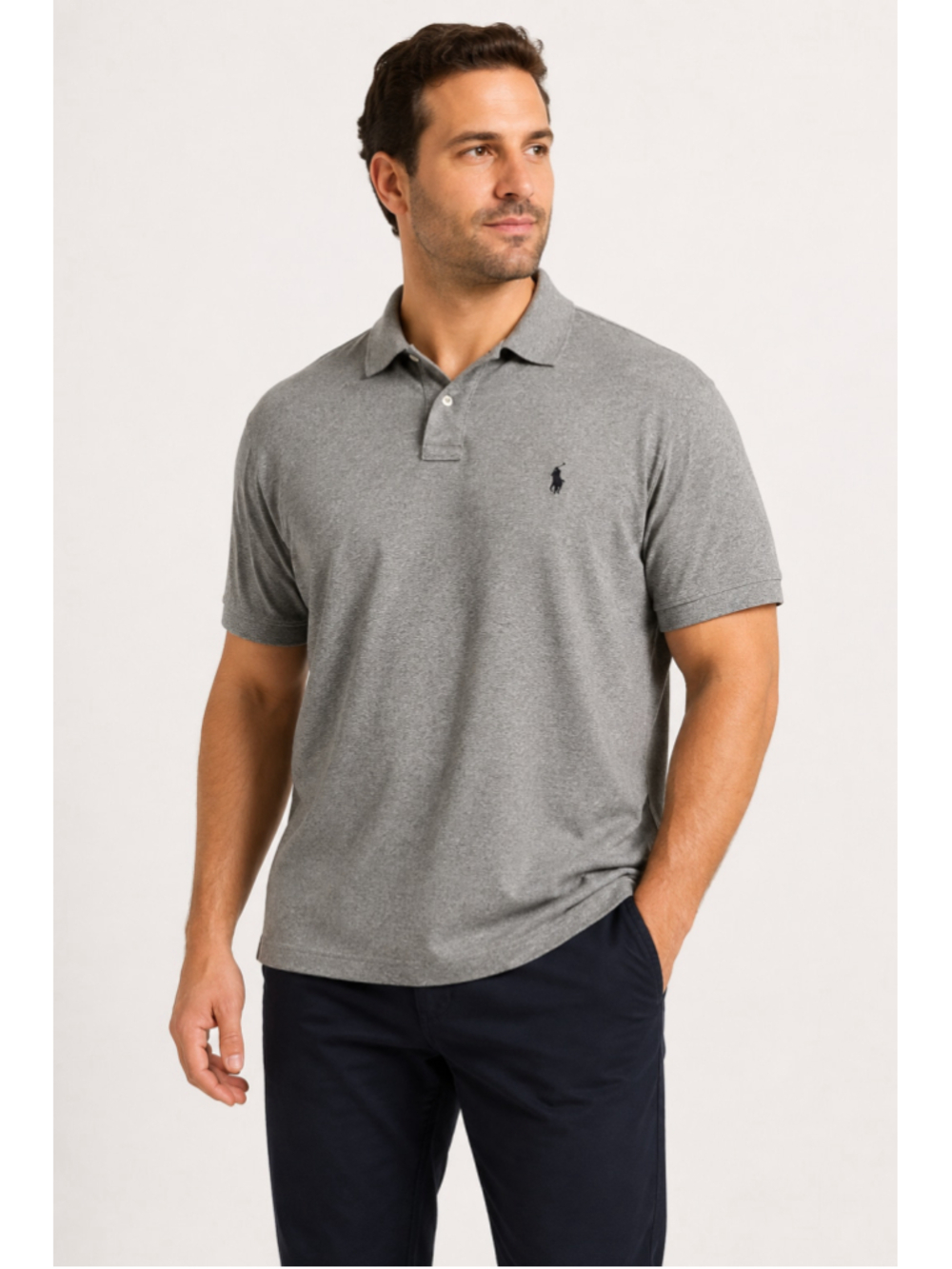 Men's Polo Ralph Lauren Custom Slim Fit Polo Shirt XL Grey Black
